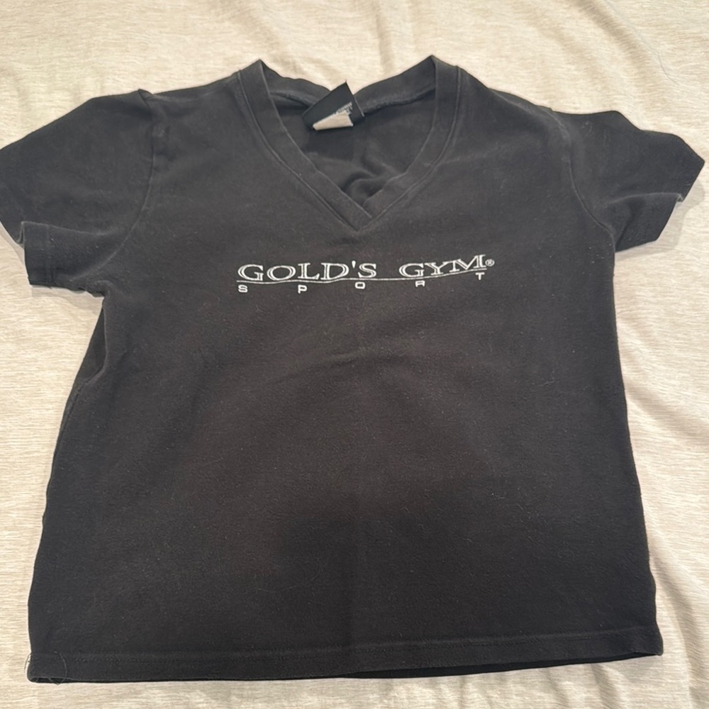 Black Short Sleeve Crew Neck Tee with Printed Front